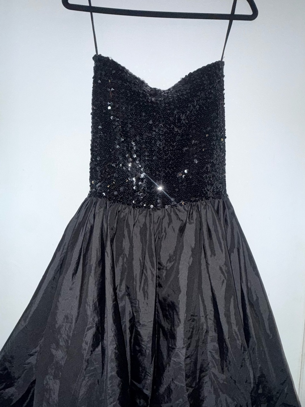 Jump Apparel by Wendye Chaitin Black Sequin Strapless Party Dress, bubble Skirt
